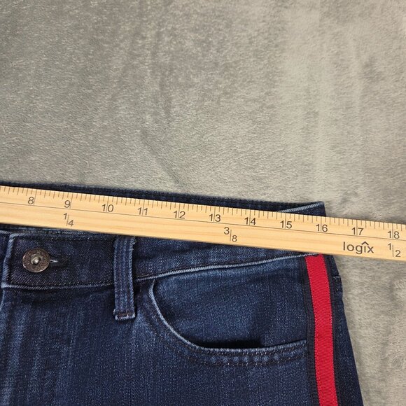 Talbots Jeans 10 Blue Flawless High Waist Modern Ankle Red Ribbon Trim Preppy - Picture 6 of 8